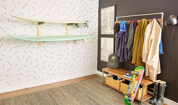 surfboards on wall rack